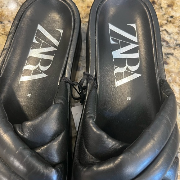 Zara all leather platform sandals size 8 NWT - Picture 3 of 10